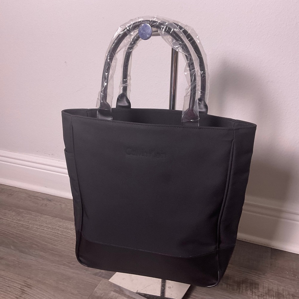 Calvin Klein tote black nylon reusable minimalist medium shoulder bag cute